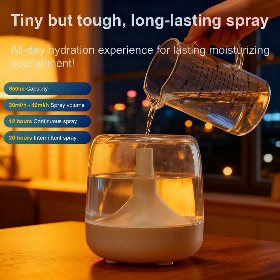650ml Silent Aratherapy Humidifier Portable Small Night Light Bedro Off Air Water Tank Humidifier C251204