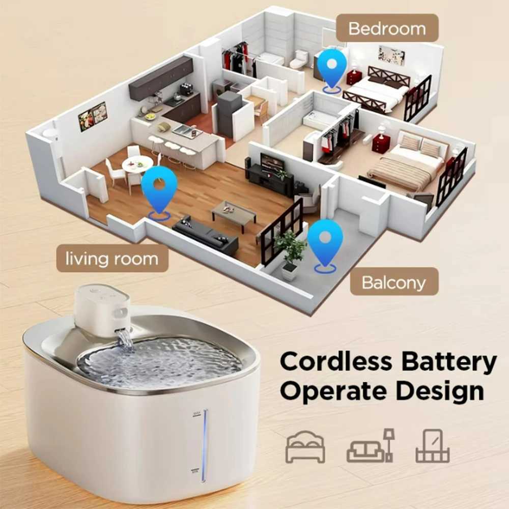 4L Wireless Cat Water Fountain 4000mAh Battery OperatedUltra Quiet Pet Water Fountain with Motion Sensor for Cats Dogs Drinking M251204