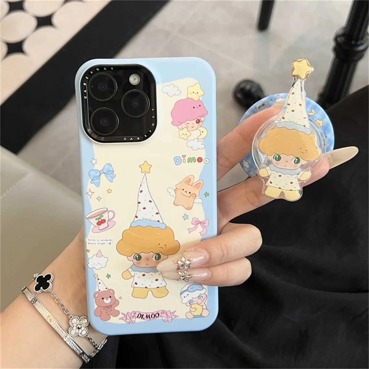Kawaii Cartoon Bear Doll Magnetic Phone Case For iPhone 17 Pro 14 15 16 Pro Max Cover with Stand Holder For Cases Capa H251203