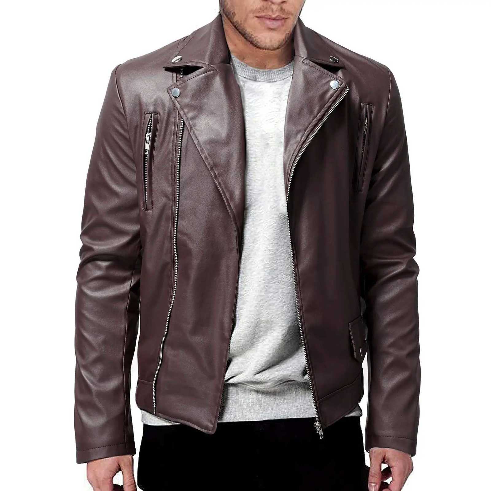Mens Pu Leather Jacket for 2025 Spring and Autumn Newest Style Solid Color Youth Streetwear Chaquetas HombreT251204