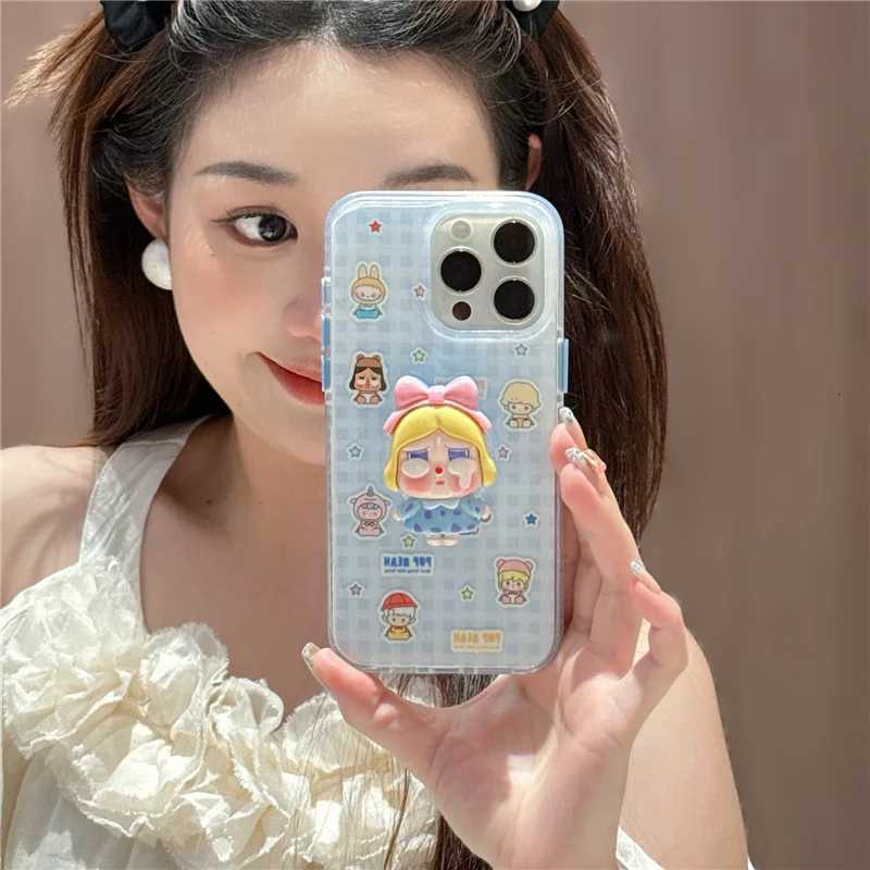 Korean Cute e Plaid Pattern Magnetic Phone Case For iPhone 16 Pro 15 14 Pro Max 15Pro Back Cover with Holder Cases H251203