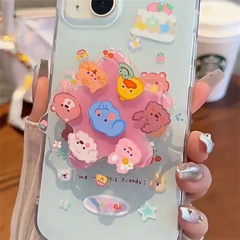 Korean Cute Cartoon Funny Rotate Grip Tok Griptok Phone Stand Holder port For iPhone 16 Universal Accessories Holder H251203