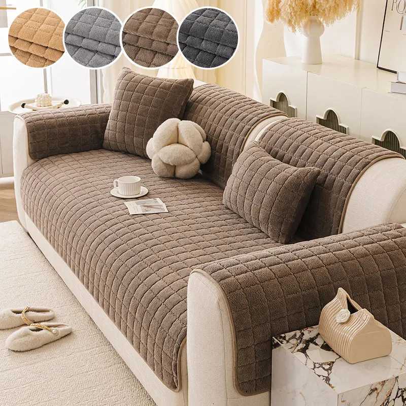 1PC-Winter plush anti slip biscuit shaped sofa cushion for all seasons M251204 - view 5