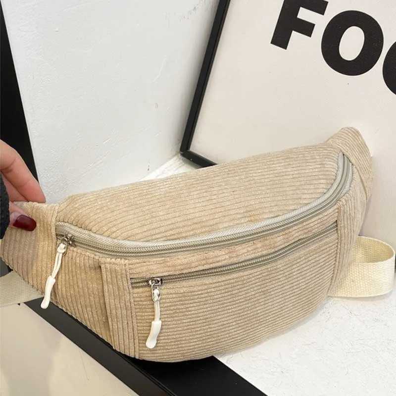 Women Waist Bag Corduroy Student Shoulder Handbag Crossbody Chest Breast Bag Fanny Pack Fashion Phone Female Bum Belt PurseT251204
