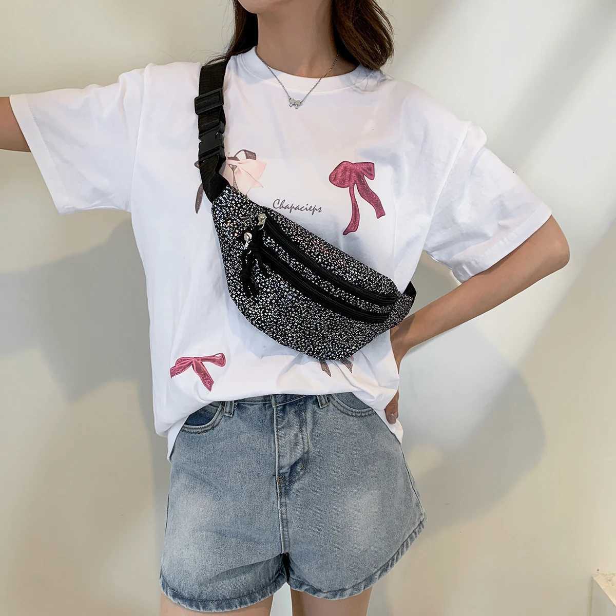 Laser Fanny Pack Shiny Sequin Waist Bag Crossbody Phone Pouch Sparkling Chest Pack Single Shoulder Bag Purse Belt BagT251204