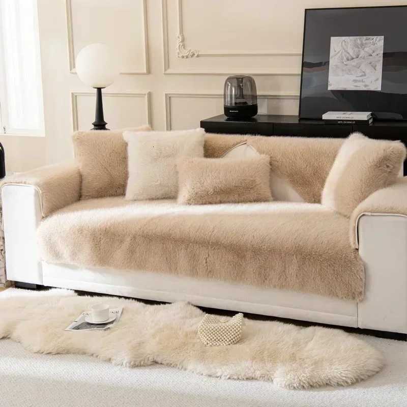 1PC Rabbit Plush Sofa Seat Cover Warm Sofa Towel Slipcover Universal Non-slip L shape Couch Blanket Seat Cushion for Living Room M251204 - view 3