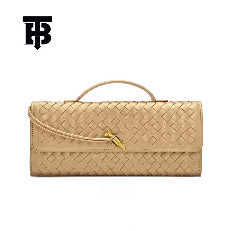 TB BHULAMTE Designer Luxury Women's Shoulder Bag Fashion Weaving Horizontal Armband Stick Bag Soft Leather Portable Trendy Handbag Casual Student