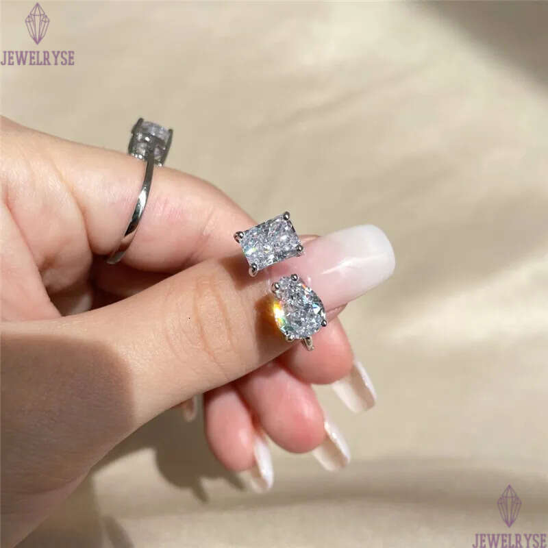 luxury wed open designer for woman party 925 sterling silver white pink 5A zircona square drop diamond love wedding engagement ring womens jewelry gif