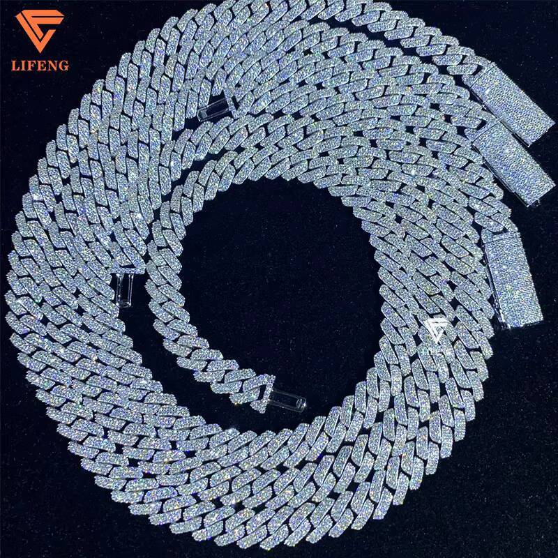 10mm 925 Silver Iced Out Hip Hop Cuban Link Chain Fast Shipping with Local Stock GRA Certificate Moissanite Necklaces