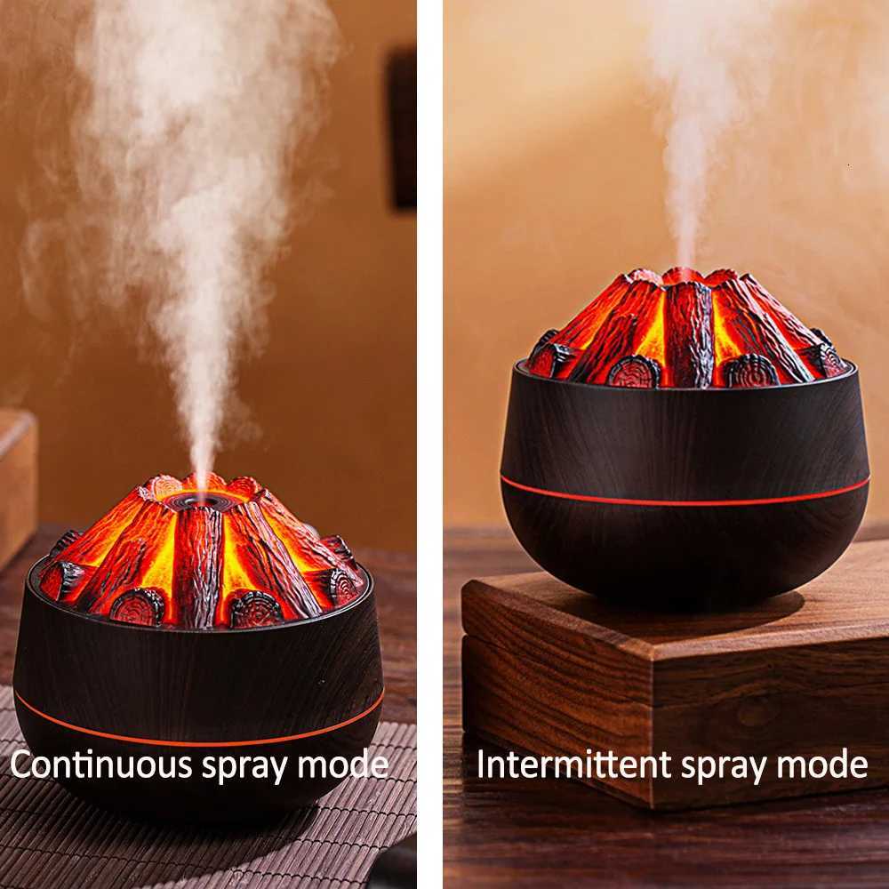 Charcoal Flame Humidifier Aratherapy Essential Oil Diffuser 300ml Mist trasonic Humidifier for BedroOff Night Light C251204