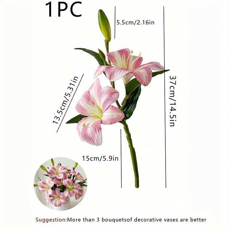Lily Artificial Flowers Fake Real Touch Lilies 3 s Buds Faux Flora for Indoor He Decor Outdoor Party Easter Lily Flower H251204