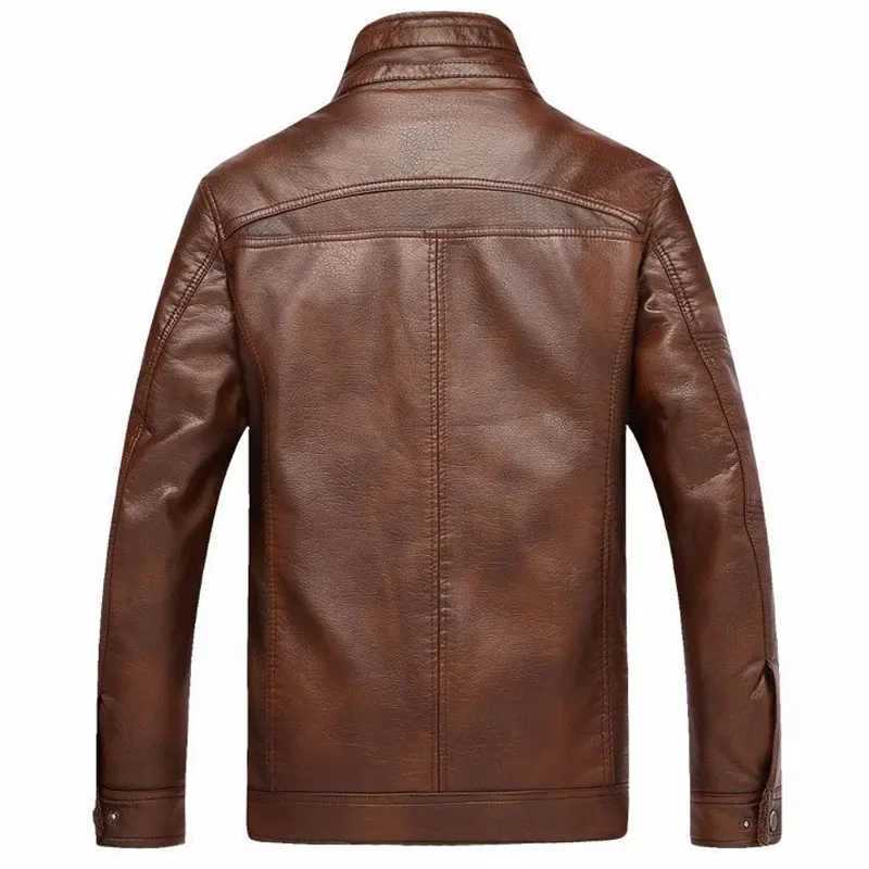 Male Pu Leather Jacket Men Winter Thicken Warm Coat Male Casual Stand Collar Thermal Leather Coats Clothing 5XL Leather JacketT251204
