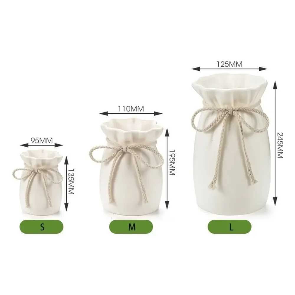 Modern Art White Flower Vase Plastic Bow Design Creative Plant Bottle Nordic Decorative Vase Living Ro H251204