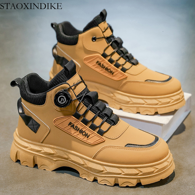 Men's Shoes Autumn Winter New Style Single Cotton Optional High-top Casual Shoes Men's Versatile Martin Boots Outdoor Sports Shoes Men