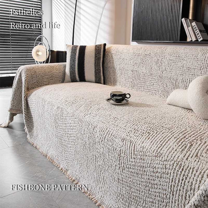 Thick Chenille Sofa Cover Striped Knitted Cat Resistant Full Cover for 2 3 4 Seater Sofa M251204 - view 7