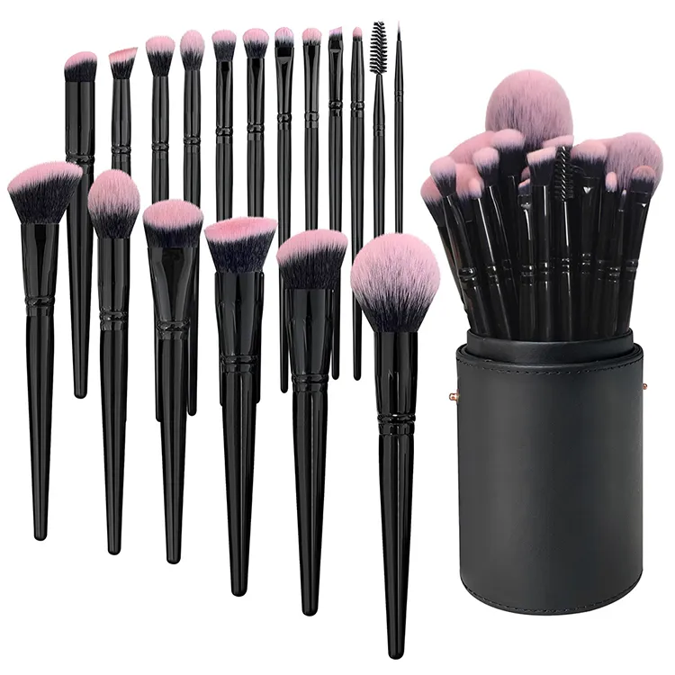 Hourglass brush set of 18, convenient for carrying professional makeup brushes, suitable for facial and eye cosmetics