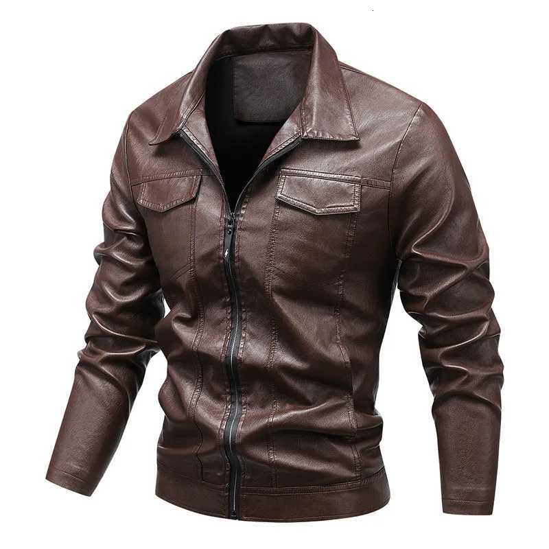 2024 Leather Jacket Men Winter Motorcycle PU Leahter Jacket Male Stand Collar Casual Windbreaker Ropa De Hombre Slim Coat 4XLT251204