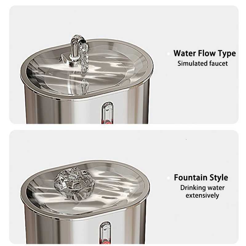 Cat Fountain Automatic Recirculating Cat Water Dispenser Ultra Quiet Pump Pets Cat Water Feeder with 304 Stainless Steel Faucet M251204