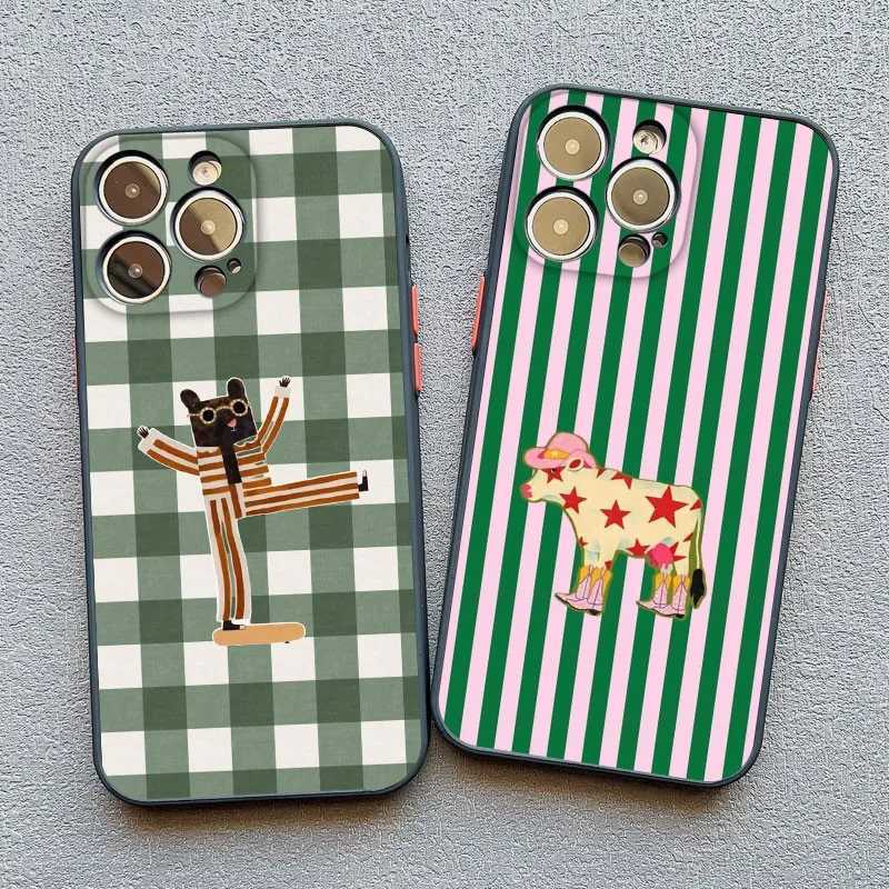 Simple Cute Green White Plaid Phone Case For Galaxy S25 S24 S23 S22 S21 S20 S10 Note20 Plus tra Lite 5G Cover H251203
