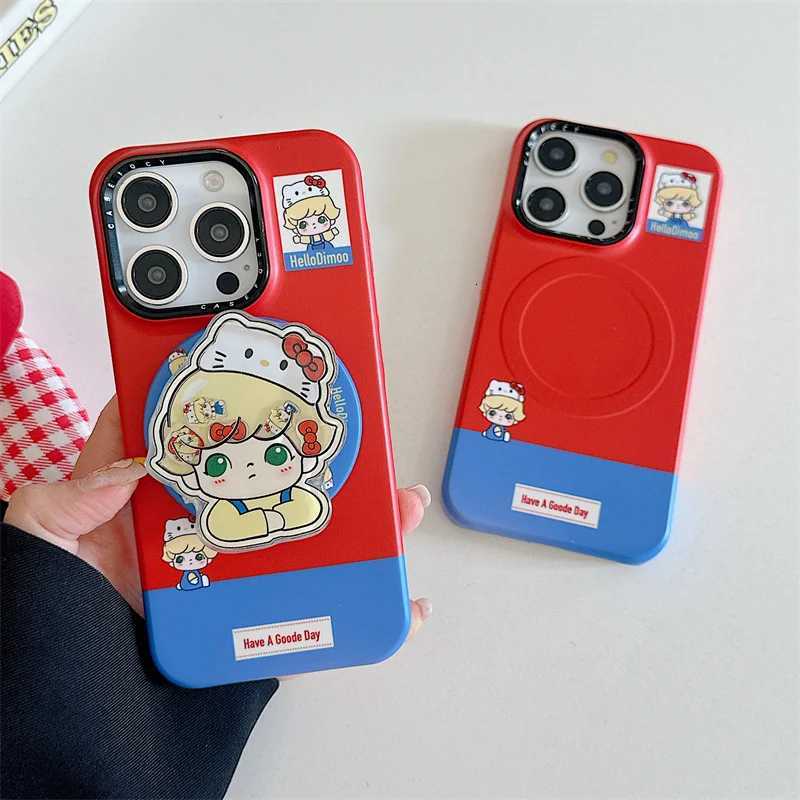 Kawaii Cartoon Girls Magnetic Phone Case For iPhone 17 Pro 16 15 14 Pro Max Cover with Stand Cute Protective Cases For C H251203