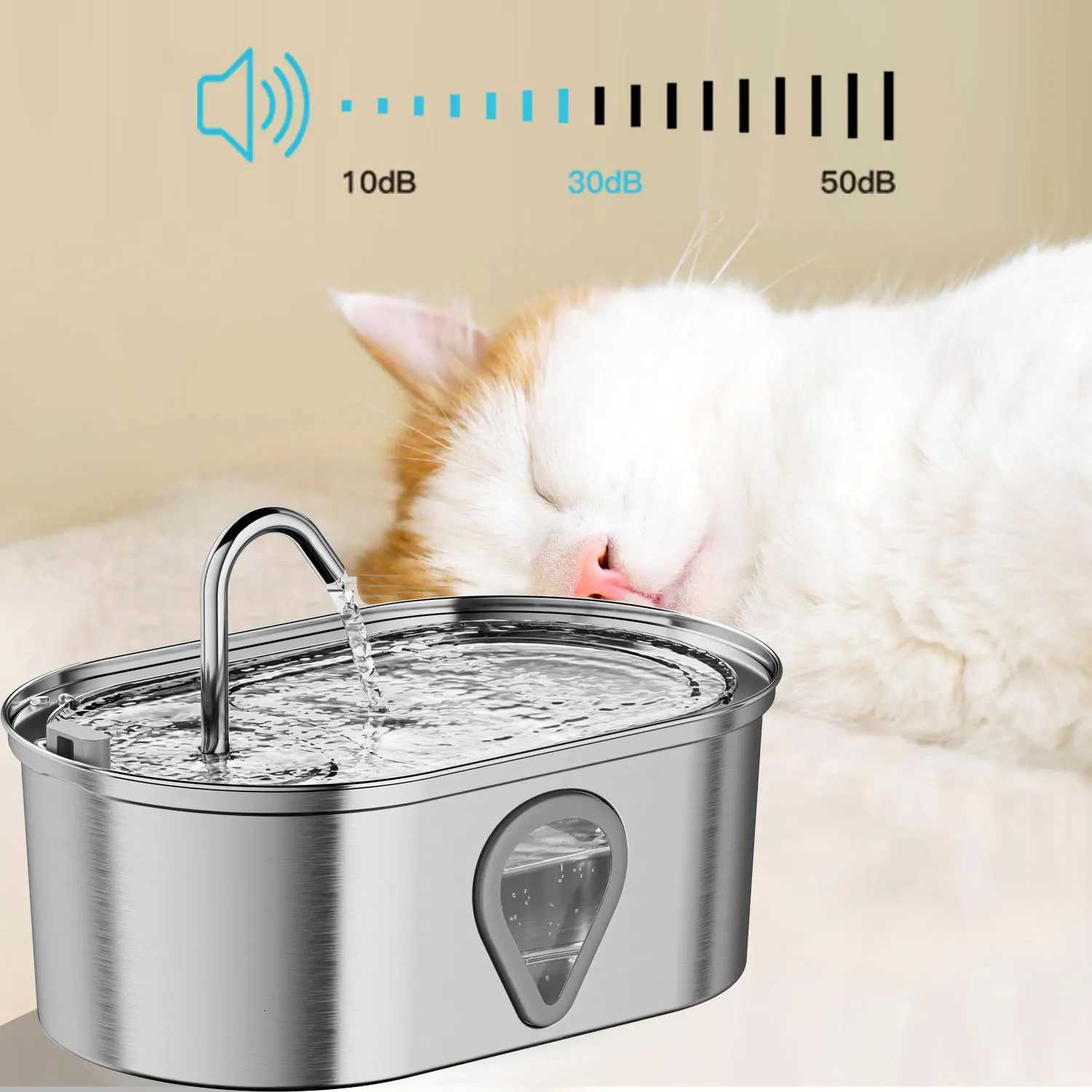 Stainless Steel Pet Water Feeder Cat Automatic Water Fountain USB Electric Mute for Cat Dog Filter Fountain Smart Drinking Bowl M251204 - view 3