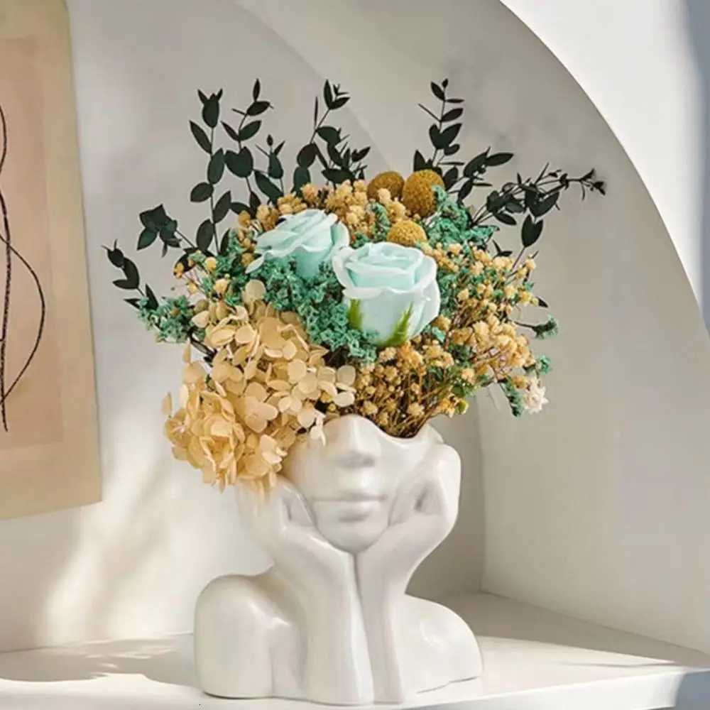 High Qualitu Boho Portrait Vase Minimalism Creative Vase Half Face Portrait Decoration Living Ro H251204
