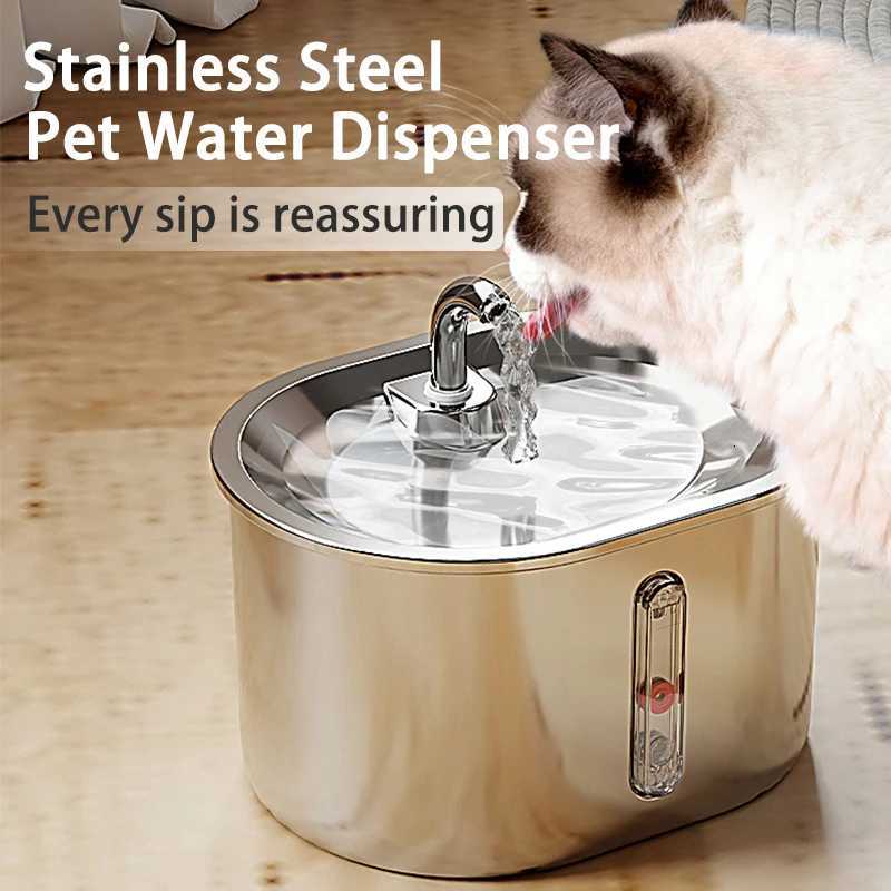 Cat Fountain Automatic Recirculating Cat Water Dispenser Ultra Quiet Pump Pets Cat Water Feeder with 304 Stainless Steel Faucet M251204