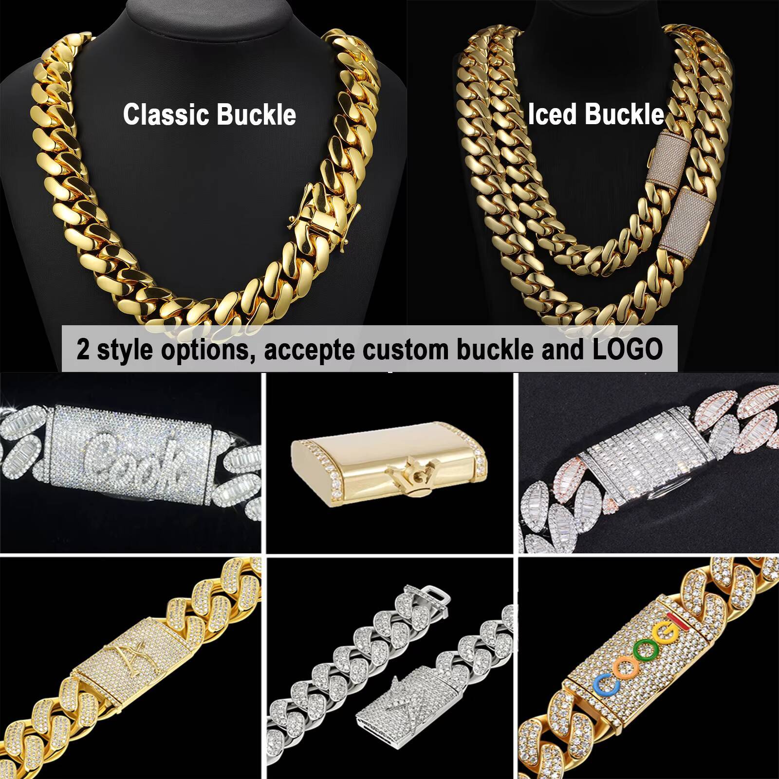 Cadena Cubana Fashion Jewelry Hip Hop Mens 10mm-22mm 14K 18K Gold Plated Diamond Cut Miami Cuban Link Chain Bracelet Necklace
