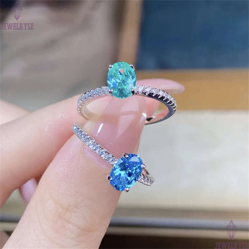 1ct oval diamond designer ring for wed luxury 925 sterling silver blue 5A zirconia propose engagement wedding band rings jewelry woman party gift box 