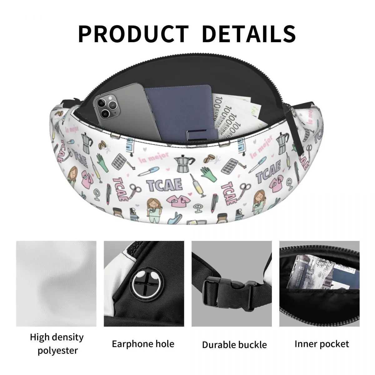 Enfermera En Apuros Doctor Nurse Medical Fanny Pack Women Men Custom Crossbody Waist Bag for Running Phone Money PouchT251204