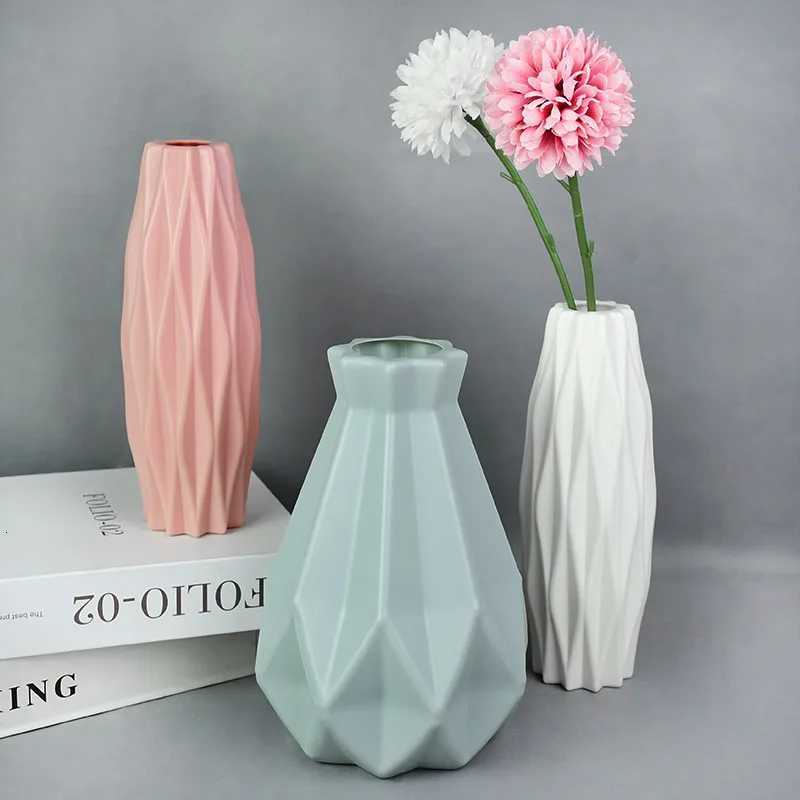 Modern Flower Vase White Blue Plastic Vase Flower Pot Basket Nordic He Living Ro Decoration Ornament Flower Arrangement H251204