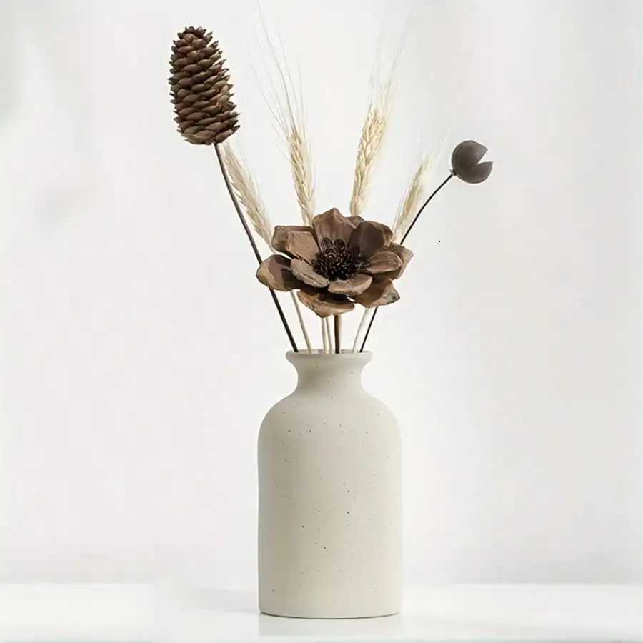 Minimalist Ceramics Vase Ceramic Flower Vase He Decoration Flower Arrangement on The Living Ro Desktop Ornament Accessories H251204