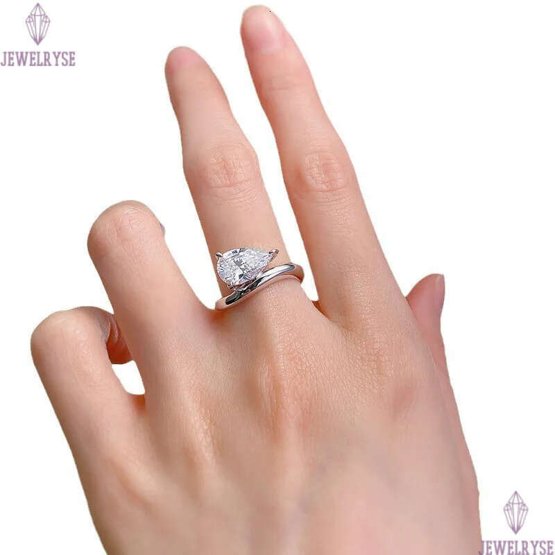 original classic 2ct pear 925 sterling silver designer ring for woman wedding bands eternity lady 5A cubic zirconia luxury engagement diamond rings je