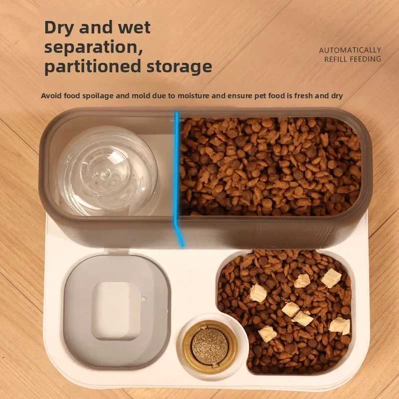 Automatic Feeder Dog Cat Food Bowl With Water Fountain Large Capacity Pet Food Storage Dispenser Container Puppy Pet Accessories M251204