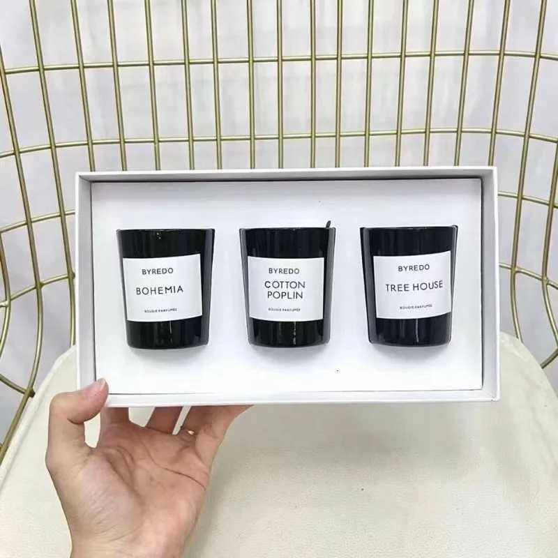 Aromatherapy Candle 70g 3pcs Set Gift Bohemia Cotton Poplin Tree House Burning Rose Scented Candle Home Fragrance Decoration Y251204