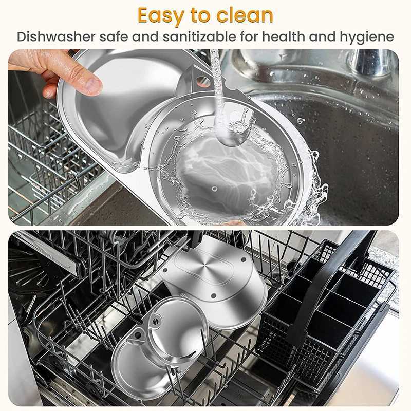 3L Large Capacity Cat Water Feeder Double Bowl Stainless Steel Smart Feeding Drinking Water Bowl Dog Fountain Water Dispenser M251204