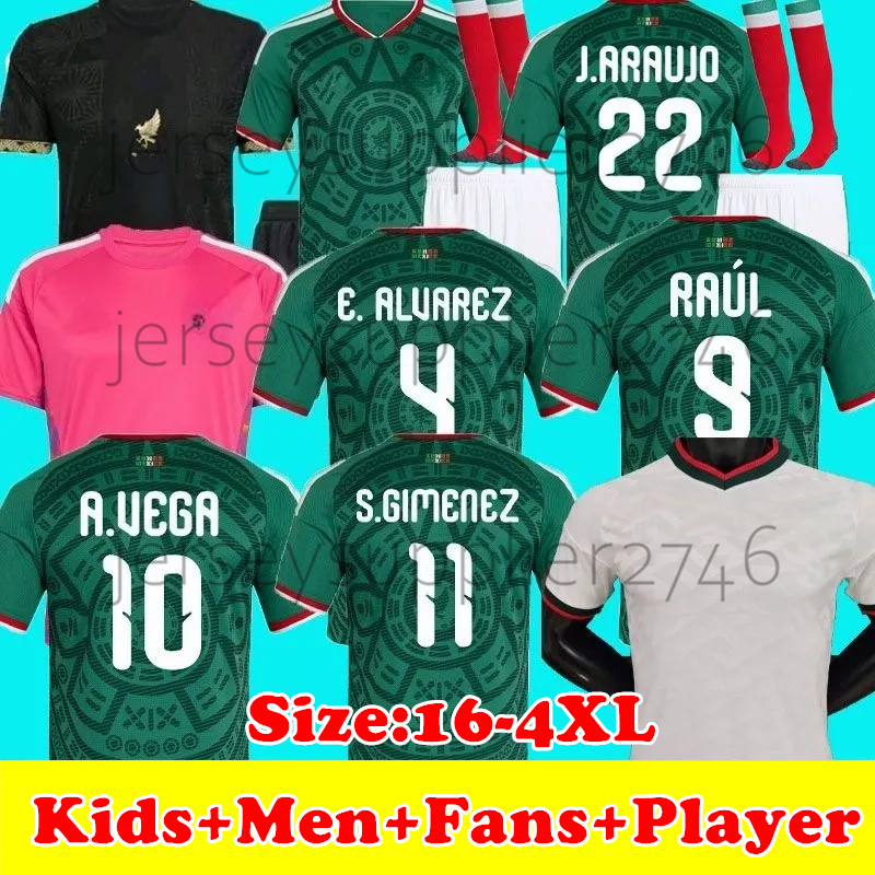 2026 World Cup Mexico Jersey RAUL Soccer Jerseys Home Away CHICHARITO Kids Kit Football Shirt Mexican Camisetas Copa America Maillot Mexique H.LOZANO A.VEGA 3XL 4XL