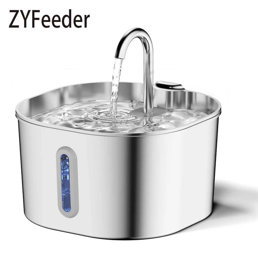 ZYFeeder 22L Automatic Cat Water Fountain Square Stainless Steel Pet Water Feeder Dog Water Fountain with windowNo 5V 1A Plug M251204