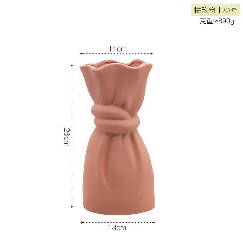 Abstract Rope Knot Shaped Vase Ceramic Handicraft Arrangement Container Vases Decoration H251204
