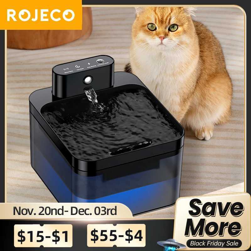ROJECO Automatic Pet Water Fountain 2600mAh Wireless Cat Water Dispenser 22L Infrared Sensor Smart Dog Drinkier Filter Fountain M251204