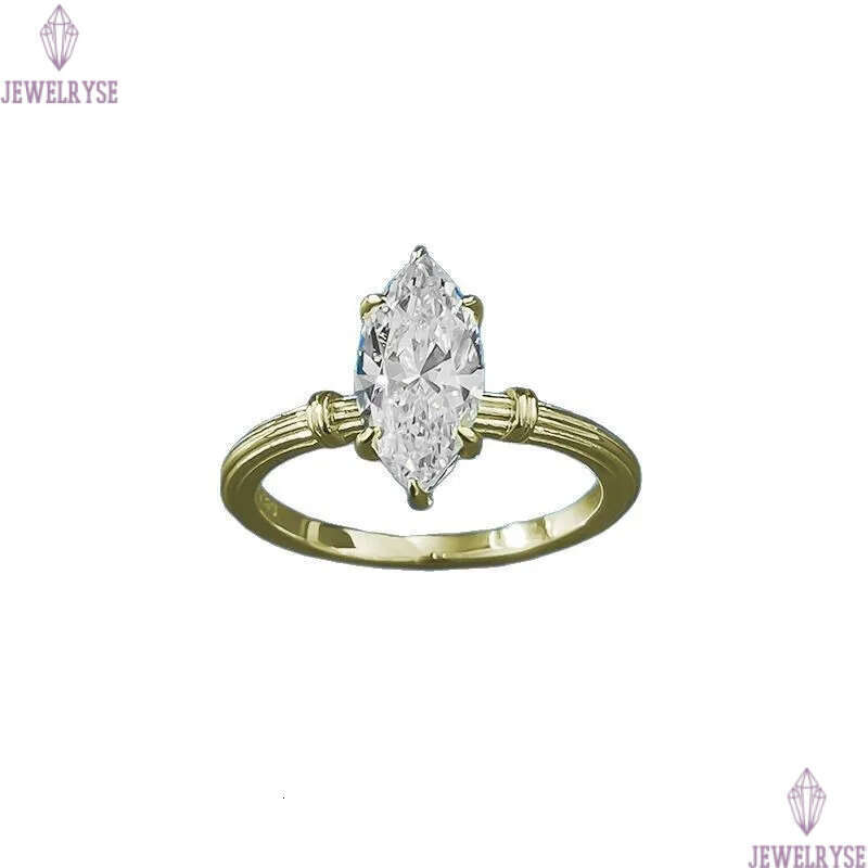 vintage 18k gold 6X12mm s925 sterling silver designer ring for woman diamond wedding party 5A cubic zirconia luxury engagement rings wed jewelry size 