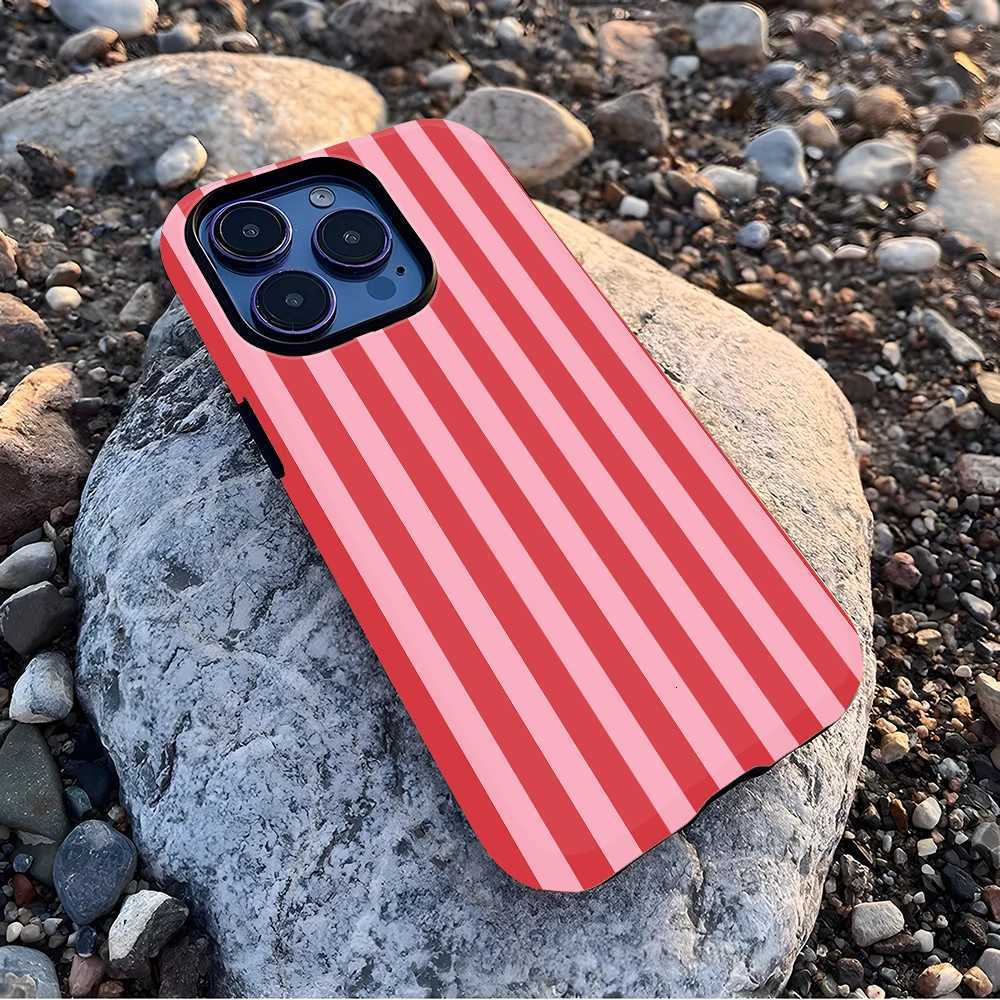 Fashion INS striped pattern Phone Case for iPhone 17 16e 16 15 14 13 12 11 X 7 8 Air Pro Max Plus Luxury Double-layer Back Cover H251203