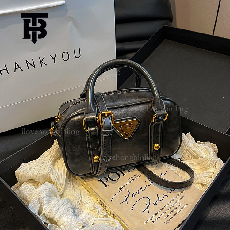 TB BHULAMTE Designer Luxury Women's Boston Bag Style Splicing Portable Handbag Fashion Zipper Pendant Single Shoulder Crossbody Bag Student Casua