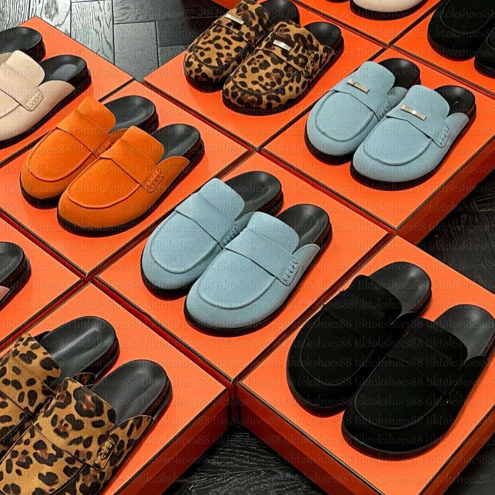 Designer Mule half Slippers Loafers Summer Women Men Suede Leather Scuffs Sandals Slip On Black Brown Beige Clogs Noir Comfortable Stylish Shoes 35-46 have box3