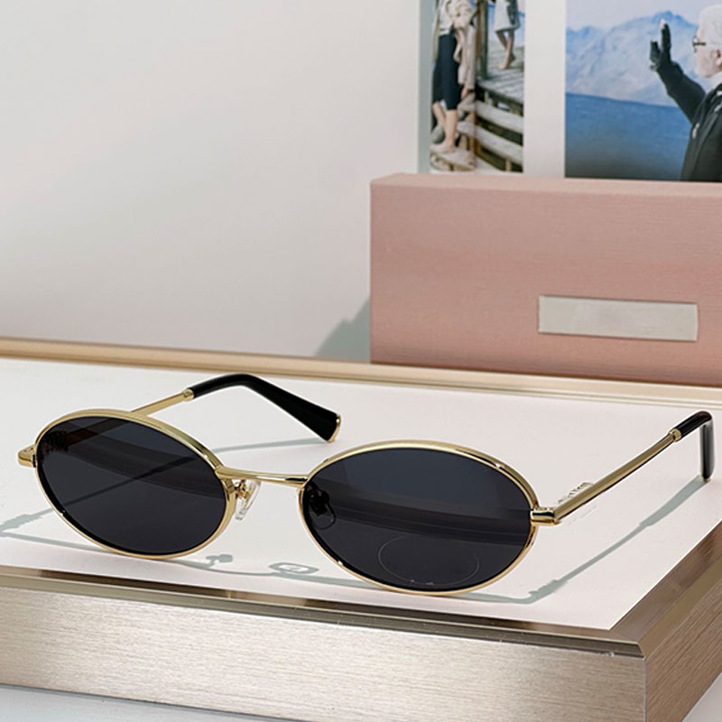 26SS Women Fashion Personalized Sunglasses New Hot Selling Style Oval Cat Eye Metal Frame Glasses Fashion Outdoor Travel Street Shooting Retro Style YV400