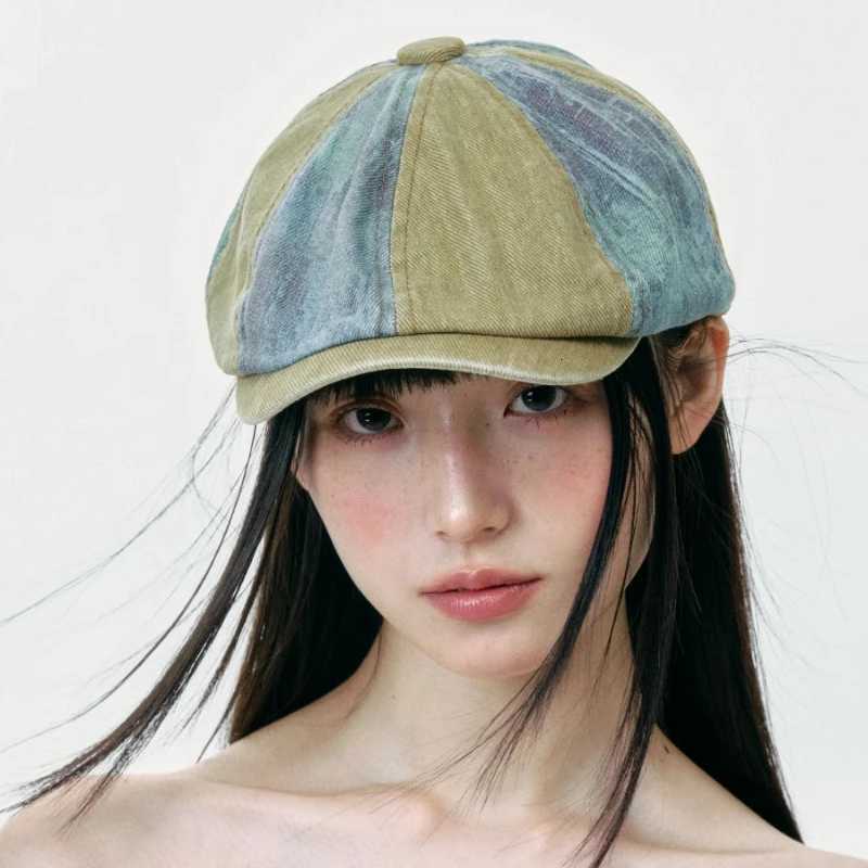 Retro Color Matching Denim Forward Hats for Women Spring and Summer Travel Casual Versatile Show Face Small Vintage Berets CapXJ251204 - view 3