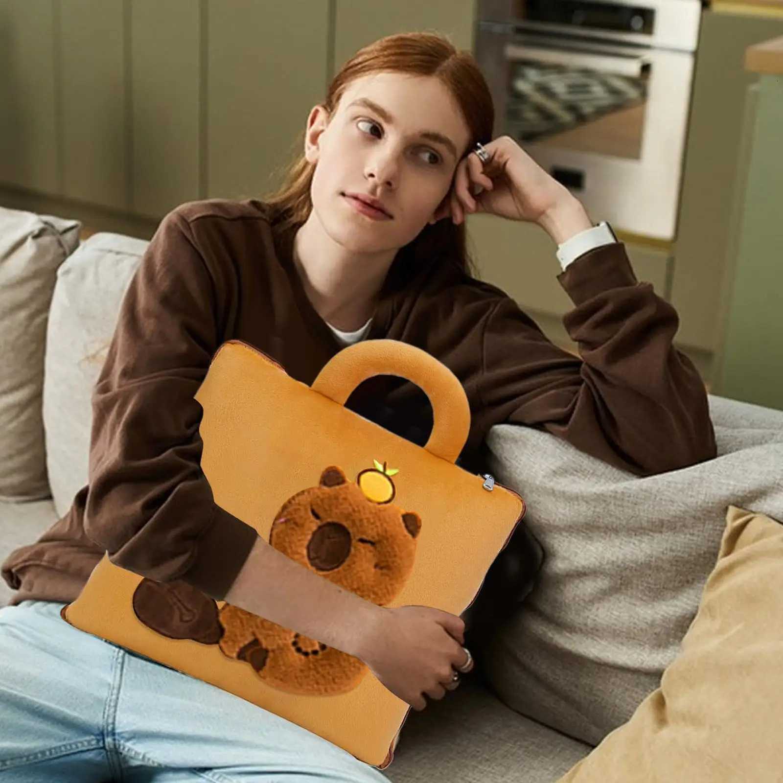 Blanket 2 In 1 Capybara Blanket For Airplane Travel Sleeping Mat Back Cushion Compact For Kids Adults Office Daycare Dorm Y251204