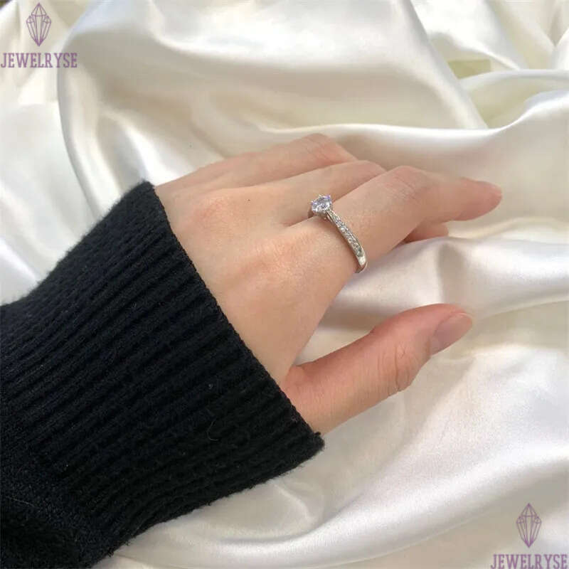 love ring for woman six prong setting 5mm round diamond 12 colors s925 sterling silver zirconia engagement wedding rings designer luxury jewelry gift 