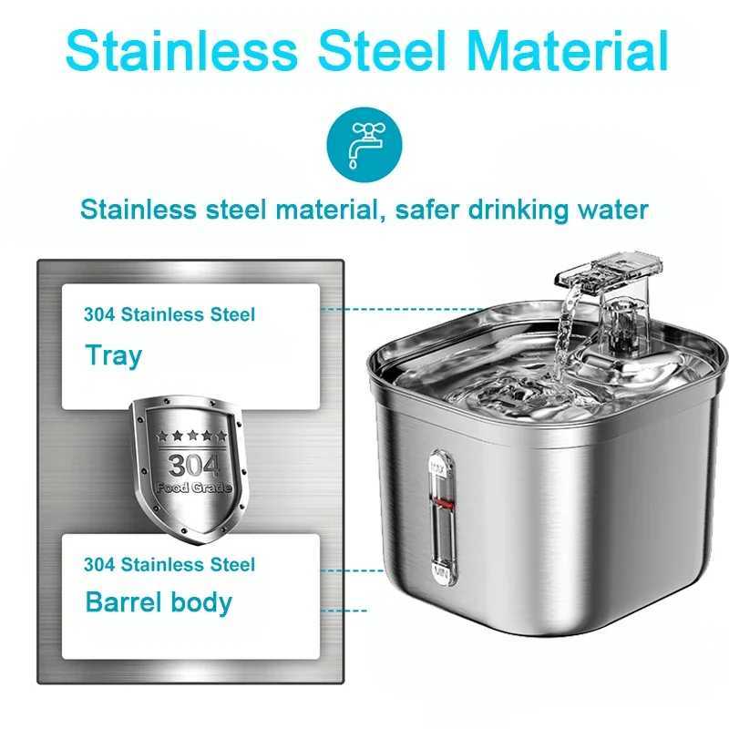 Stainless Steel Automatic Pet Water Dispenser Cat Drinking Fountain With Sensor Filter Cats Dog Ultra Quiet Pump Water Foutain M251204