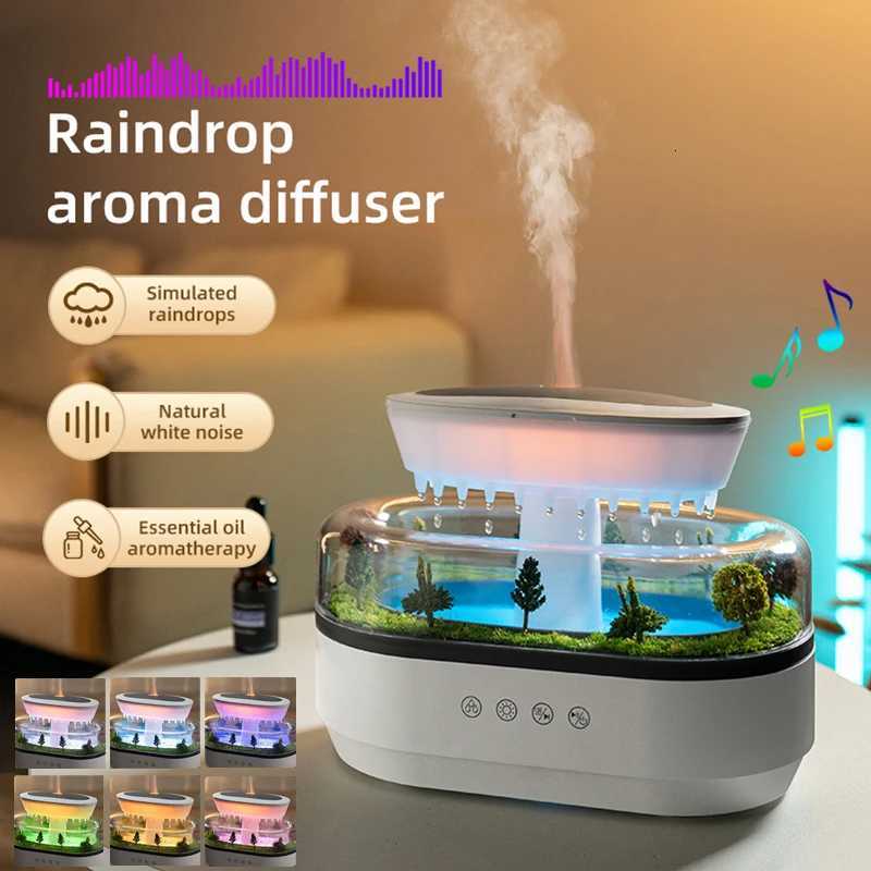 New Raindrop Air Humidifier Ara Humidifier Colorf Atmosphere Light White Noise Music Essemtial He Oil Fragrance Diffuser C251204